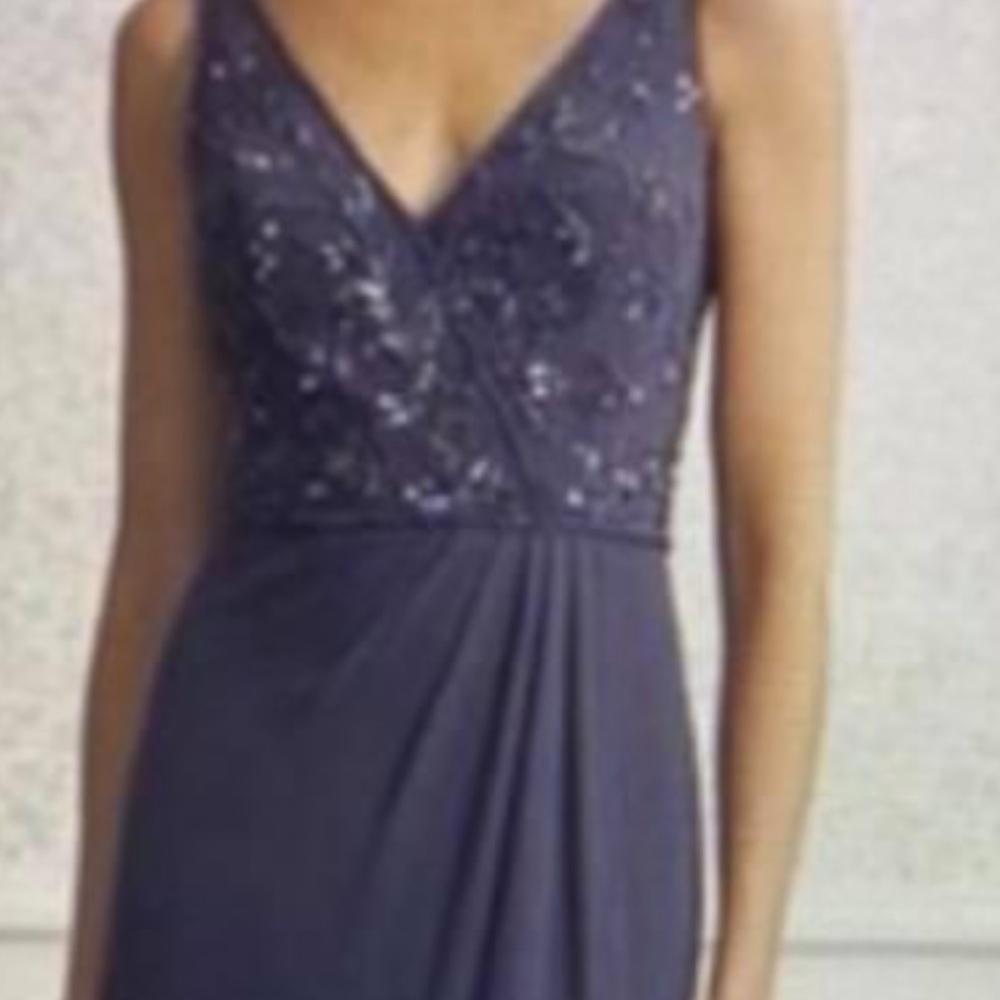 Adrianna Papell Platinum gunmetal bridesmaid dress